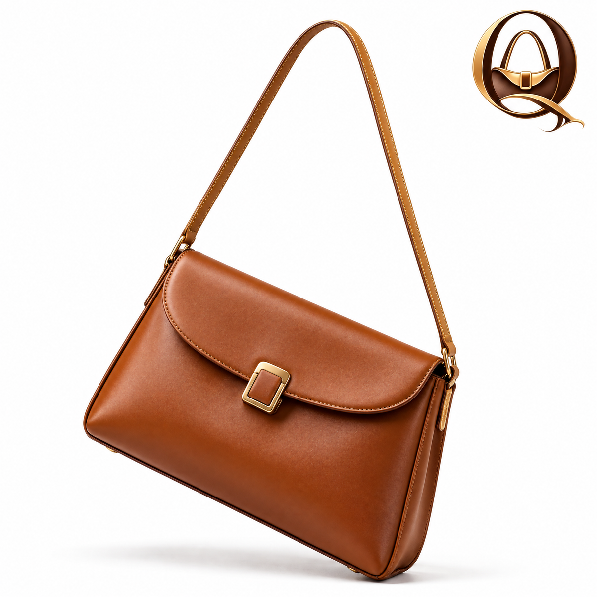 𝑸𝒂𝒗𝒙𝒖𝒏𝒓™ Cognac Flap Shoulder Bag