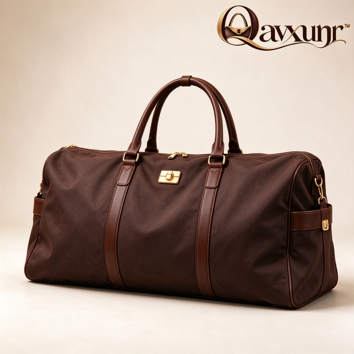 𝑸𝒂𝒗𝒙𝒖𝒏𝒓™ Brown Lock-Accent Weekender Bag