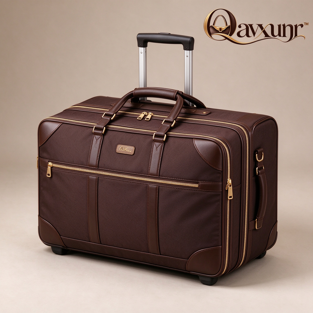 𝑸𝒂𝒗𝒙𝒖𝒏𝒓™ Brown Trolley Travel Bag
