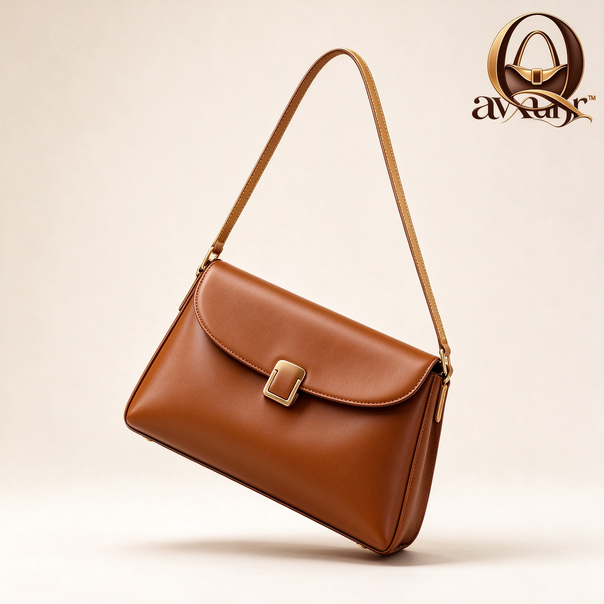 𝑸𝒂𝒗𝒙𝒖𝒏𝒓™ Cognac Flap Shoulder Bag
