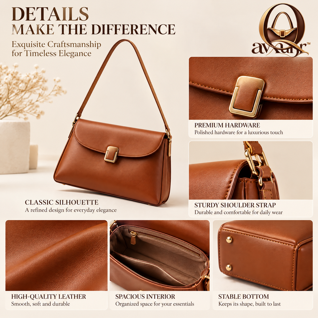 𝑸𝒂𝒗𝒙𝒖𝒏𝒓™ Cognac Flap Shoulder Bag