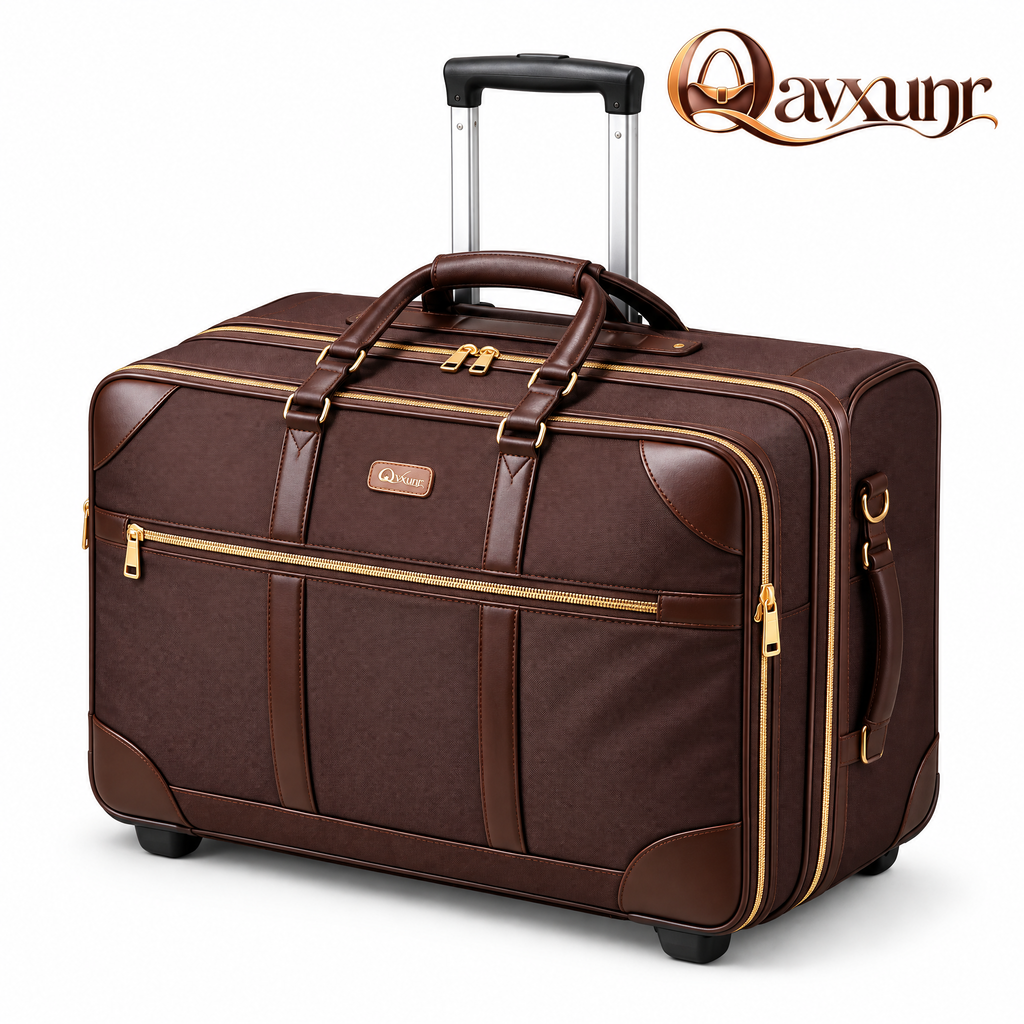 𝑸𝒂𝒗𝒙𝒖𝒏𝒓™ Brown Trolley Travel Bag