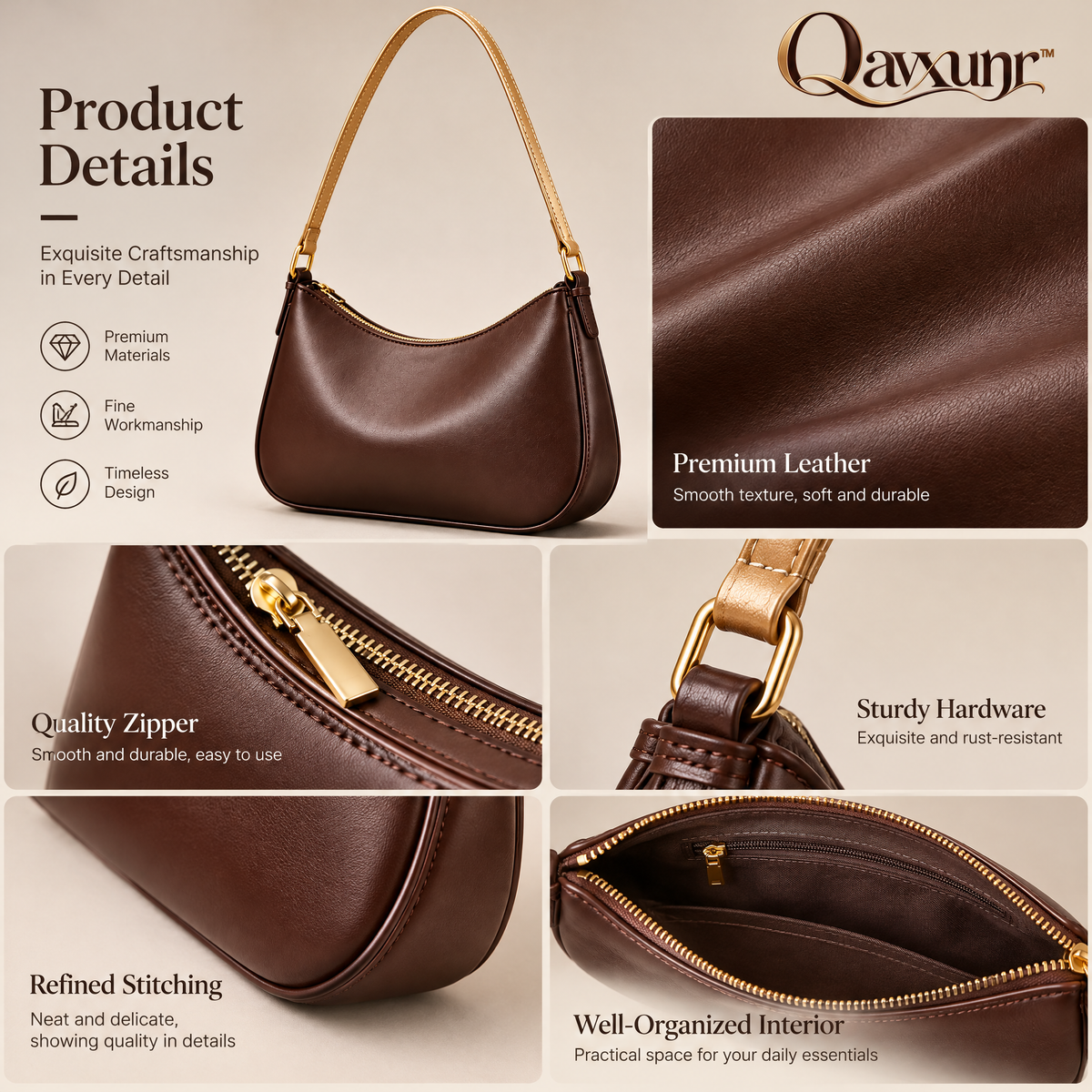 𝑸𝒂𝒗𝒙𝒖𝒏𝒓™ Two-Tone Crescent Shoulder Bag